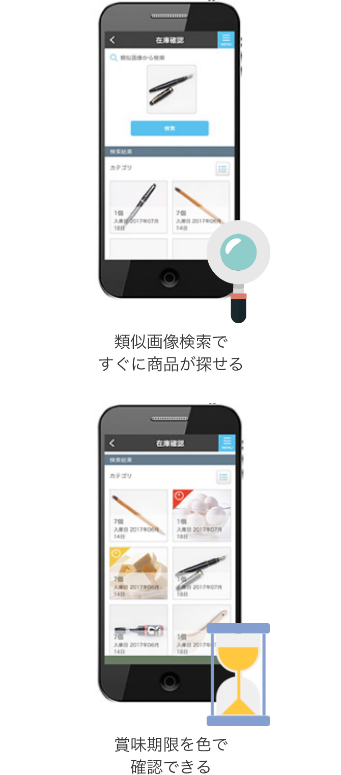 AIのよる画像検索で商品検索や賞味期限確認が素早くできます。